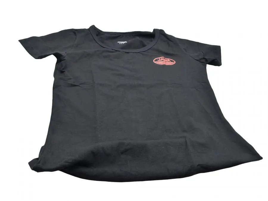 Damen T-Shirt JAWA schwarz, Logo rot