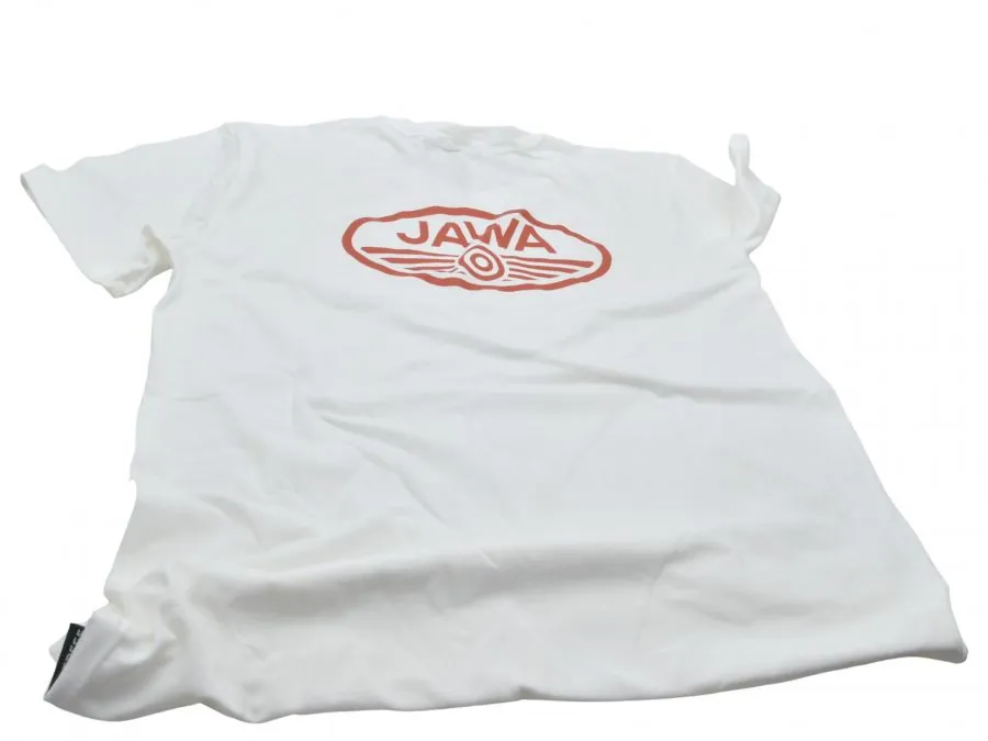 T-Shirt JAWA weiss, Logo rot