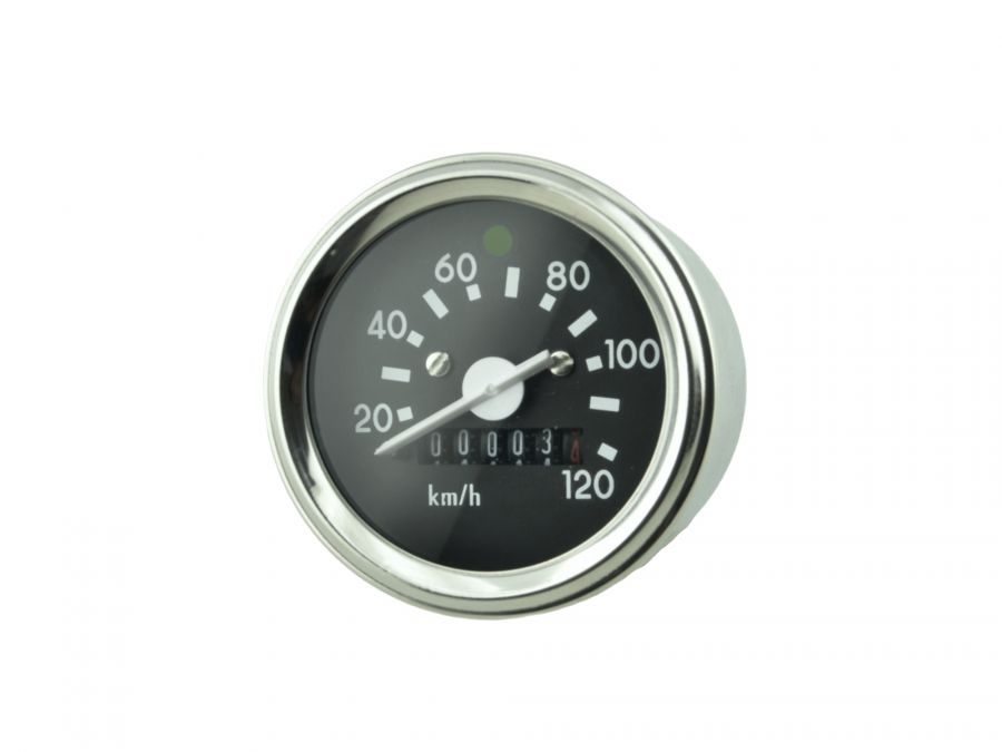 Tachometer CHROM 120 km/h für Simson S51 S70 60mm MIT Blinkkontrolle