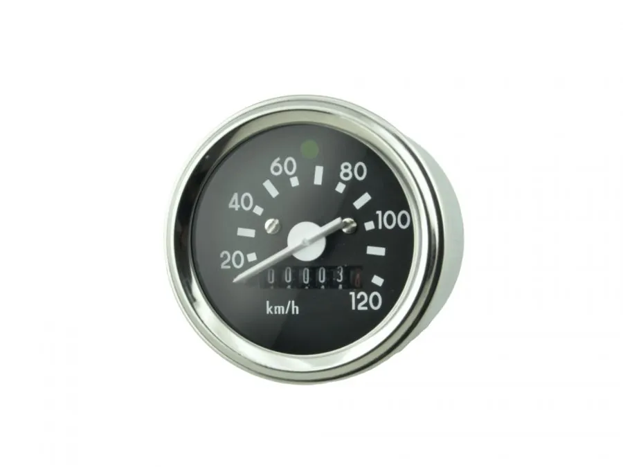 Tachometer CHROM 120 km/h für Simson S51 S70 60mm MIT Blinkkontrolle