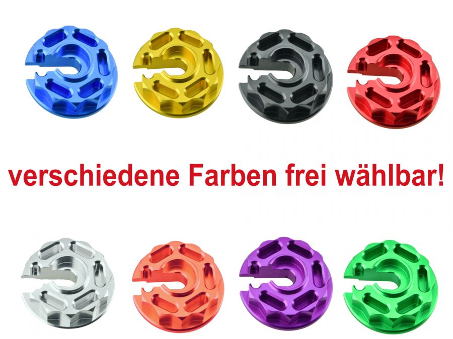 Steckscheibe Federbein "Racing Optik" CNC Aluminium versch. Farben S50 S51 ETZ125 150 250 251