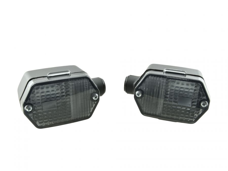 2 Blinker eckig RAUCHGRAU passend für Simson SR50 SR80 S53 MZ ETZ mit Prüfzeichen
