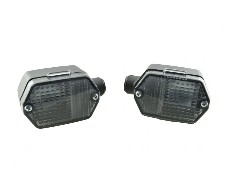 2 Blinker eckig RAUCHGRAU passend für Simson SR50 SR80 S53 MZ ETZ mit Prüfzeichen