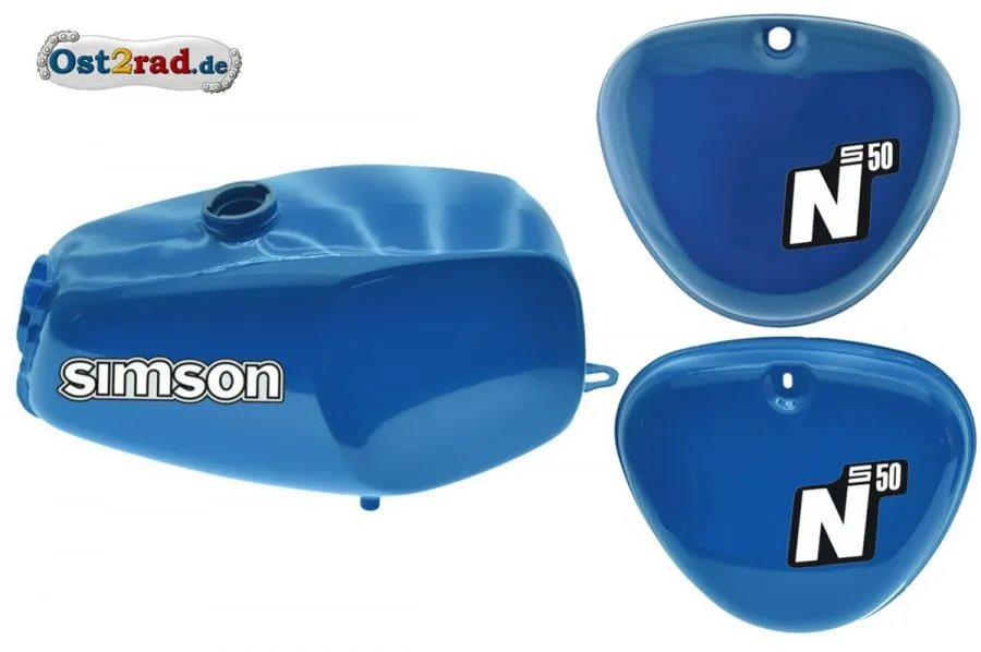 2. Wahl S50N Büffeltank Set, Hoch Tank für Simson, Blau, innen versiegelt 2. Wahl S50N Büffeltank Set, Hoch Tank für Simson, Blau, innen versiegelt
