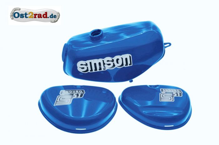 Tank Set (without Logo) Set for Simson S51 - Blue Candy (read