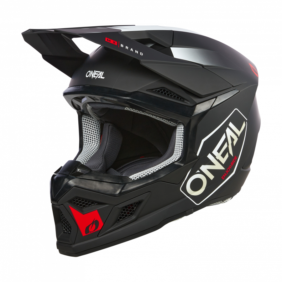 Crosshelm O`NEAL 3SRS HEXX schwarz weiß rot