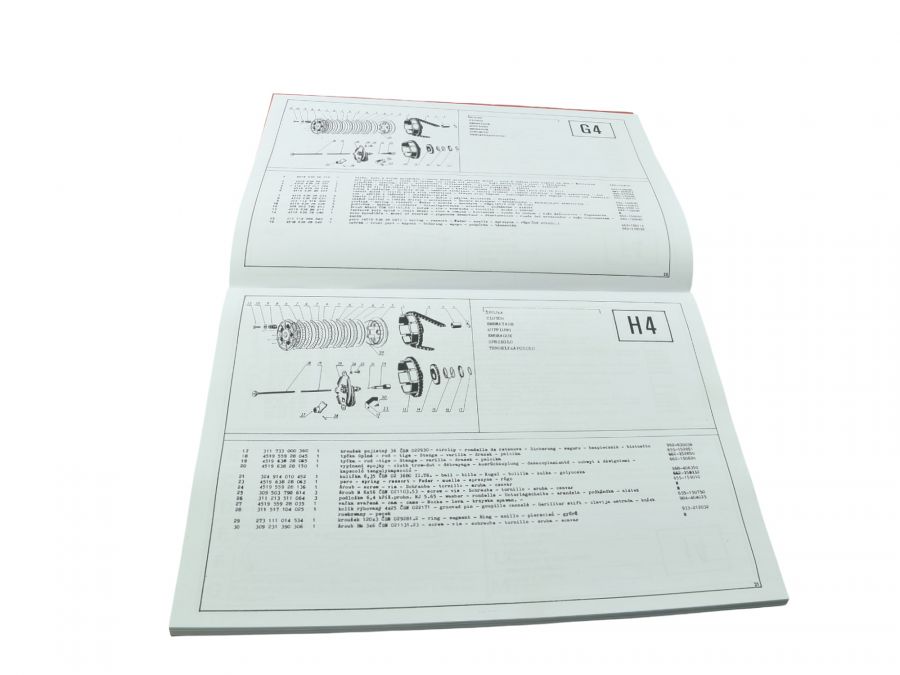 Ersatzteilkatalog JAWA 350 Typ 638 639 in 7 Sprachen