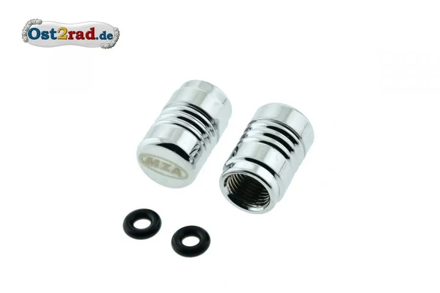 2x Ventilkappen Alu chrom eloxiert inkl. O-Ringe 2x Ventilkappen Alu chrom eloxiert inkl. O-Ringe