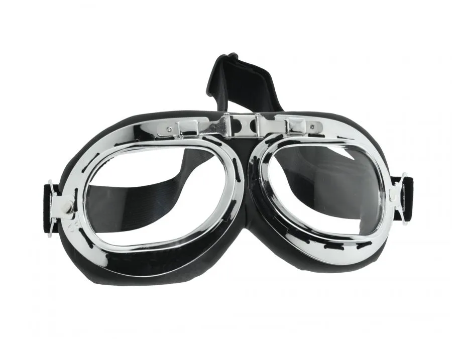 Brille Oldtimer Motorrad Motorradbrille Pilotenbrille silber