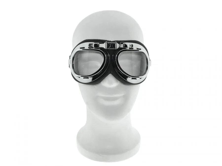 Brille Oldtimer Motorrad Motorradbrille Pilotenbrille silber