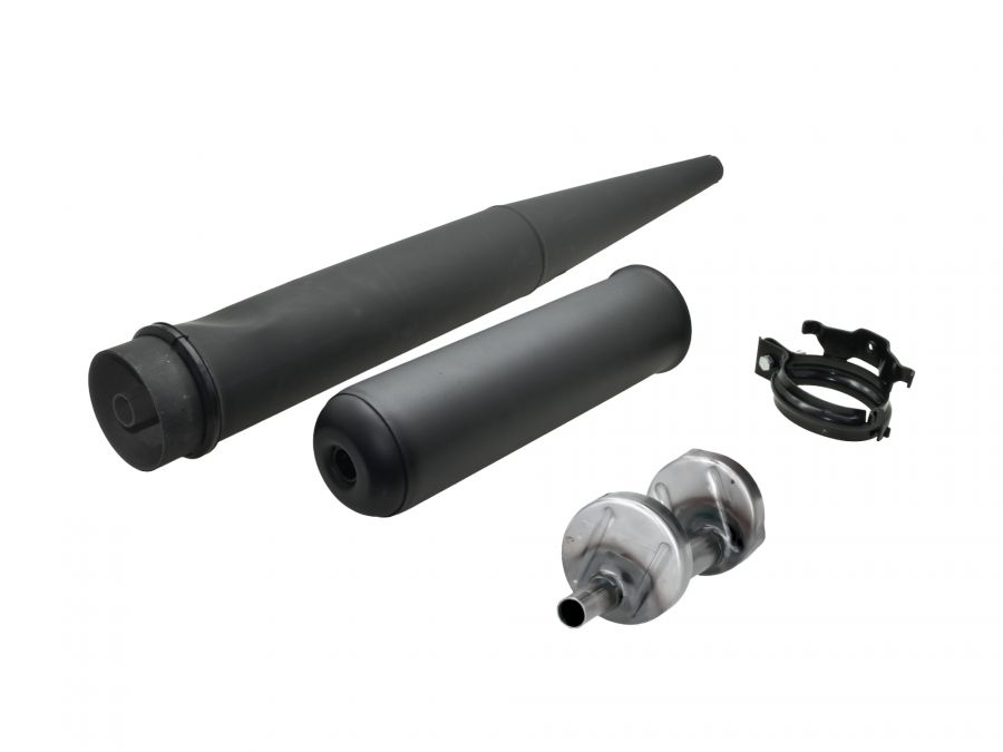 Auspuff SCHWARZ für Simson S51E S70E Enduro inkl. Halteschelle und Gegenkonus - Standard