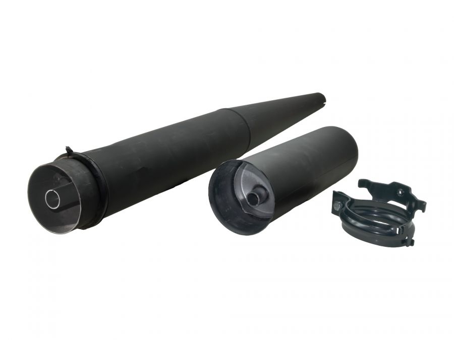 Auspuff SCHWARZ für Simson S51E S70E Enduro inkl. Halteschelle und Gegenkonus - Standard