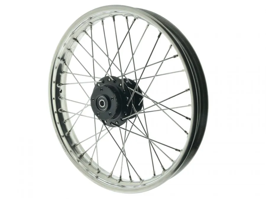 Speichenrad EDELSTAHL S53 S83 1,6x16 Zoll Scheibenbremse Nabe SCHWARZ