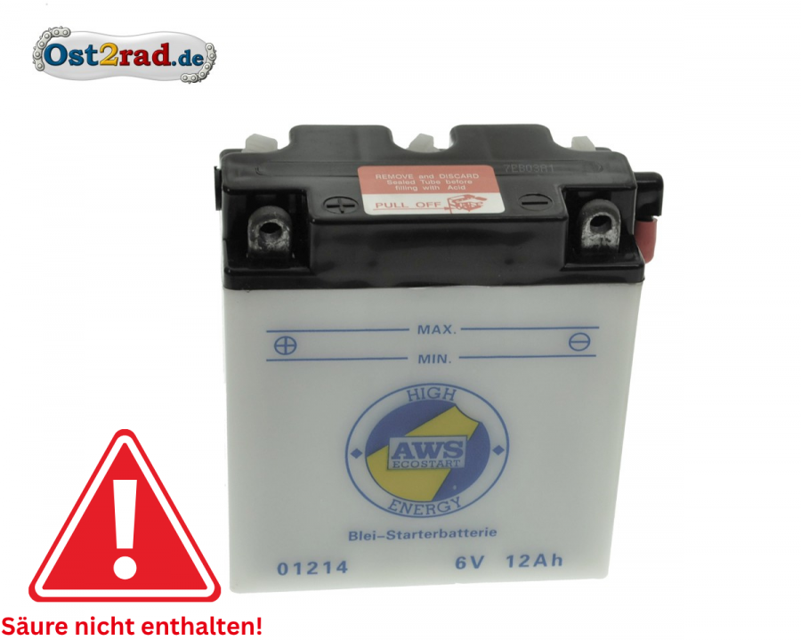 Batterie 6V 12A schmal passend für MZ Simson (Preis zuzügl. Batteriepfand 7,50 €)