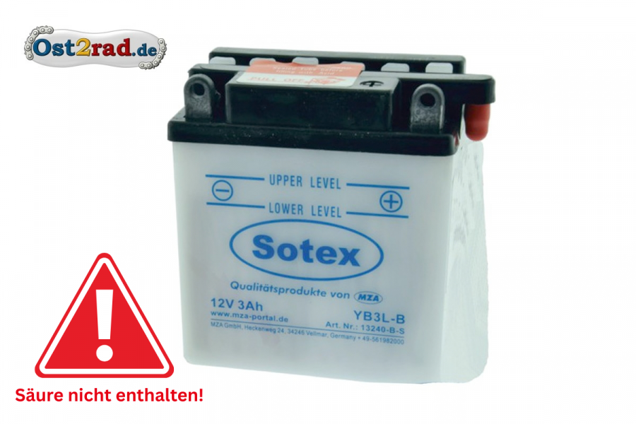 Batterie Sotex YB3L-B 12V 3Ah Simson Sperber MS50 KR51/1 Vape