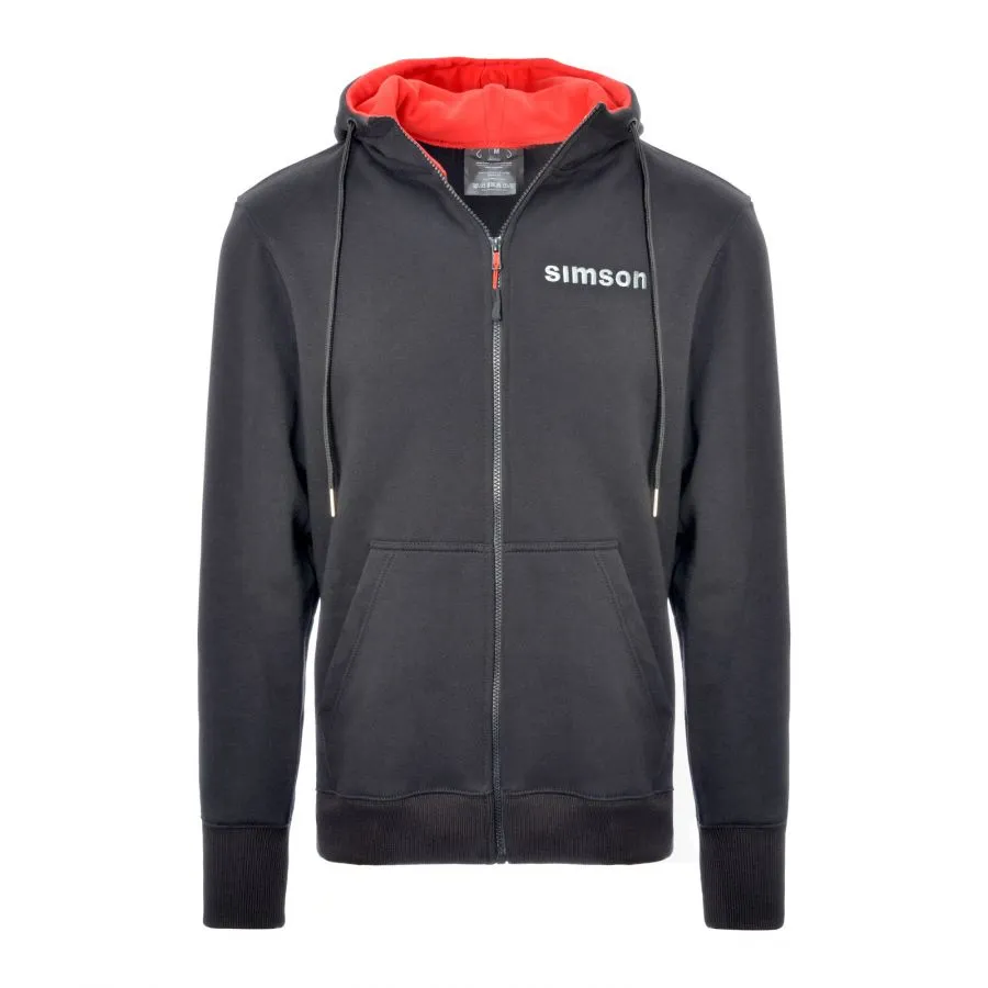 Sweatjacke schwarz-rot SIMSON Schriftzug