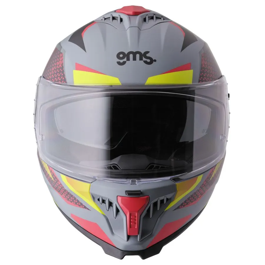 Integralhelm Gelero gms matt grau-gelb-rot