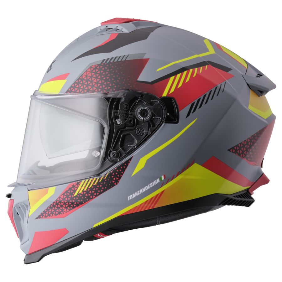 Integralhelm Gelero gms matt grau-gelb-rot