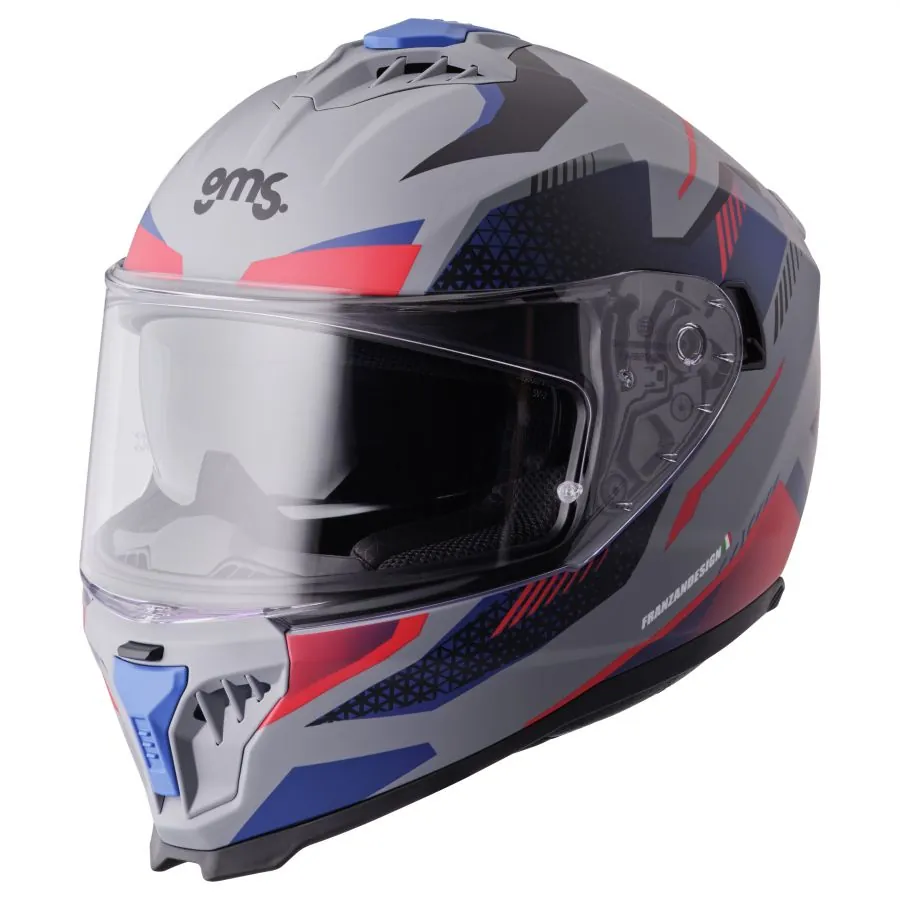 Integralhelm Gelero gms matt grau-blau-rot