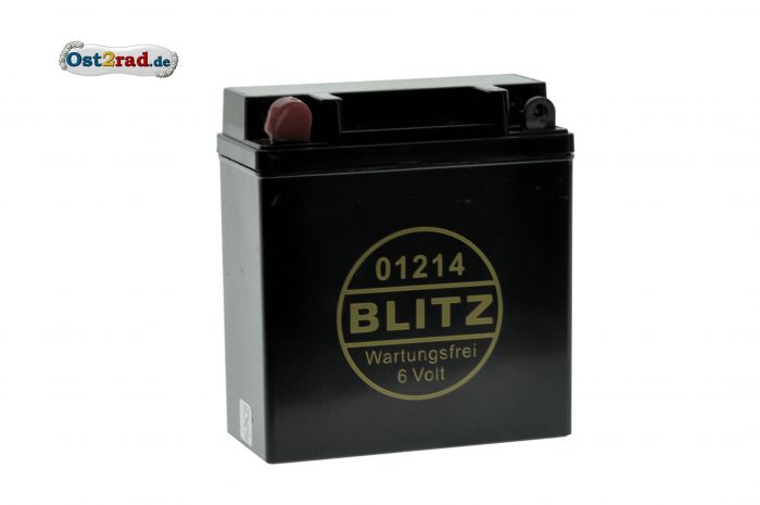 AGM-Batterie WARTUNGSFREI 6V 12Ah SCHMAL SCHWARZ für S50 S51 SR50 ES TS ETS 125 150 250 RT125/3