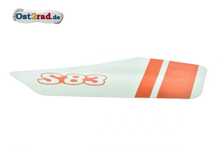 Aufkleber weiss rot Seitendeckel rechts SIMSON S83 B