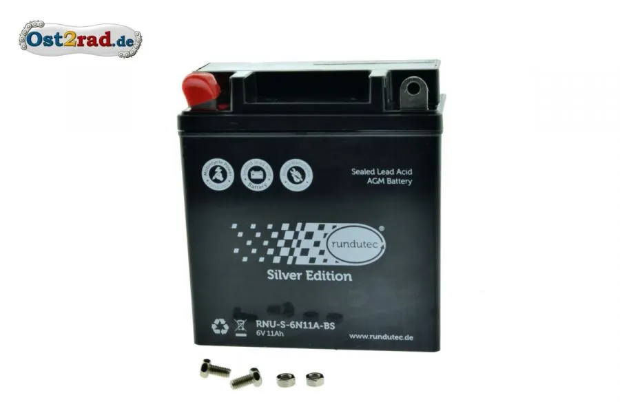 Batterie 6V 11Ah AGM für MZ und Simson, wartungsfrei Batterie 6V 11Ah AGM für MZ und Simson, wartungsfrei