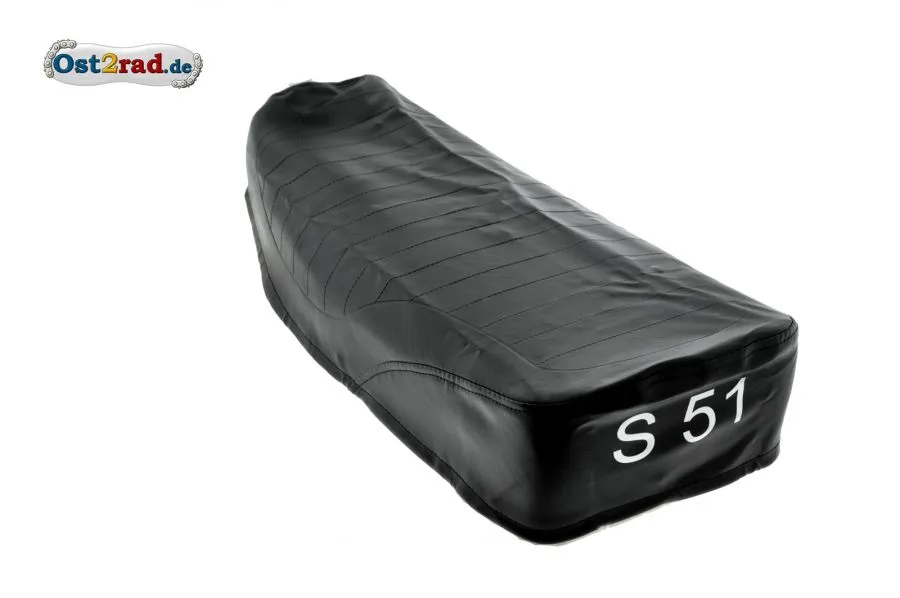 Sitzbankbezug Schwarz für SIMSON S51 Enduro, SILBER-LOGO, strukturiert