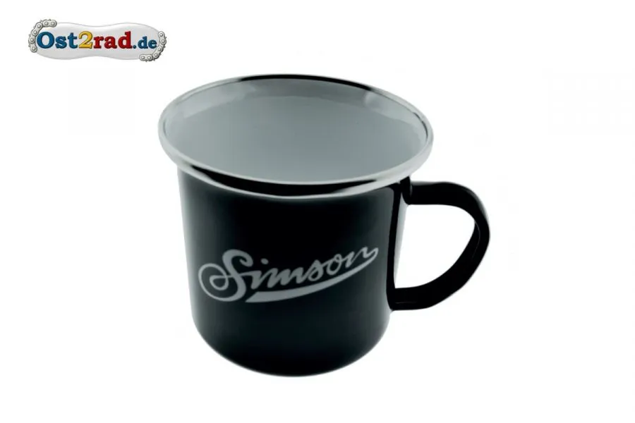 Blechtasse SIMSON schwarz mit weißem Aufdruck Blechtasse SIMSON schwarz mit weißem Aufdruck