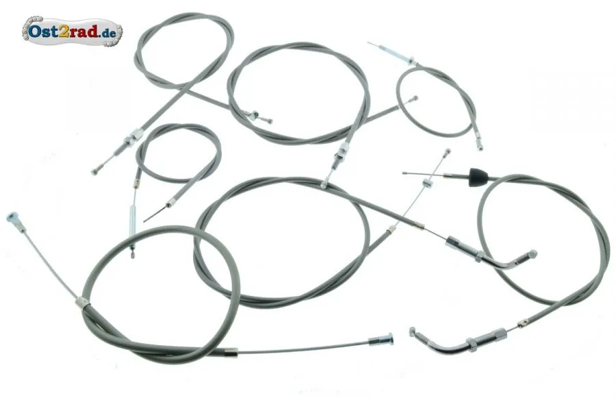Bowdenzugsatz KR50 Blechbremsschild Gas FL 70mm 7-teilig silbergrau Bowdenzugsatz KR50 Blechbremsschild Gas FL 70mm 7-teilig silbergrau
