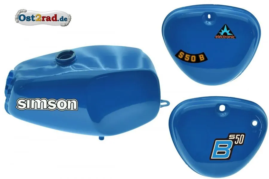 Büffeltank Set, Hoch Tank für Simson S50 B S51, MediumBlue, innen versiegelt Büffeltank Set, Hoch Tank für Simson S50 B S51, MediumBlue, innen versiegelt