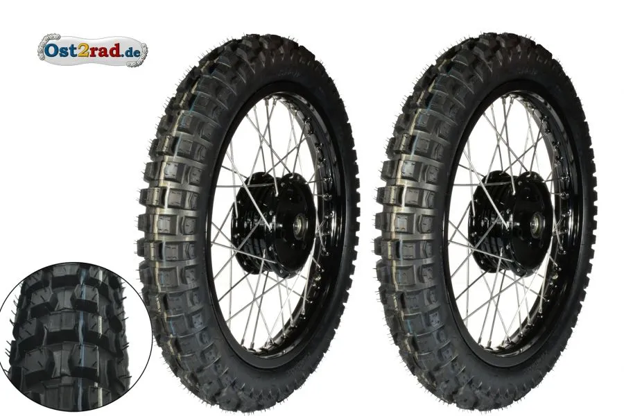 2x Komplettrad CROSS SCHWARZ 2.75-16 für Simson S50 S51, Alu-Edelstahl 2x Komplettrad CROSS SCHWARZ 2.75-16 für Simson S50 S51, Alu-Edelstahl