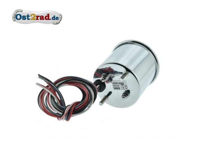 Elektronischer Tacho 120 Km/h Weiß, 12V, Chrom 48mm