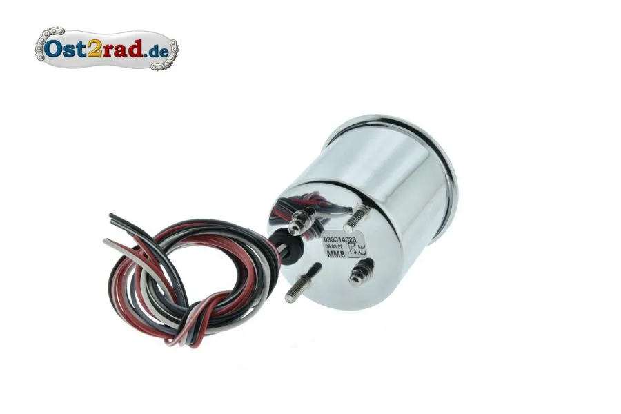 Elektronischer Tacho 120 Km/h Weiß, 12V, Chrom 48mm