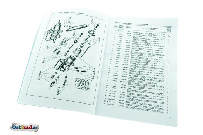 Ersatzteileliste Cezeta Dreirad Typ CZ 505 175 ccm in 4 Sprachen