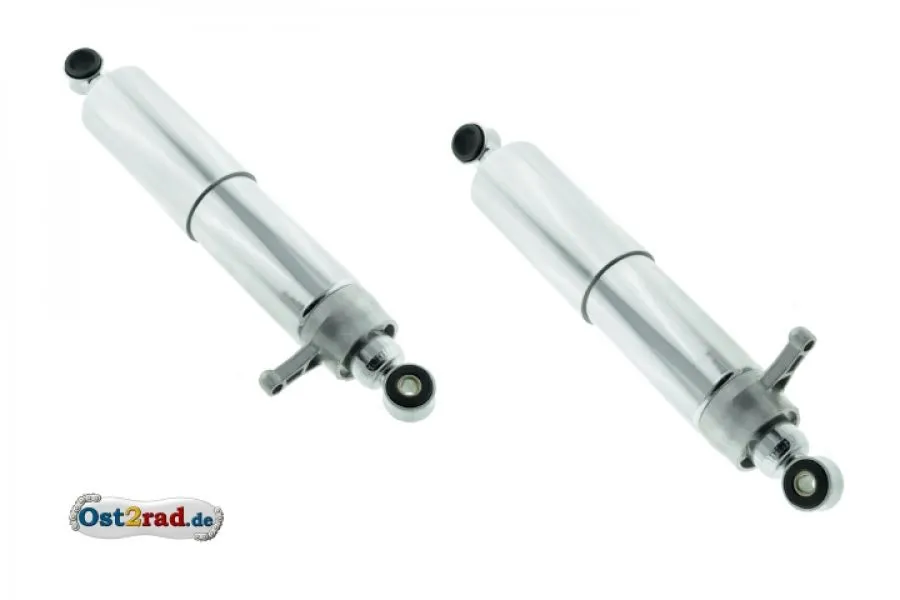 Federbein Paar hinten für MZ ES175/2 ES250/2 Stoßdämpfer mit Chrom Hülsen Federbein Paar hinten für MZ ES175/2 ES250/2 Stoßdämpfer mit Chrom Hülsen