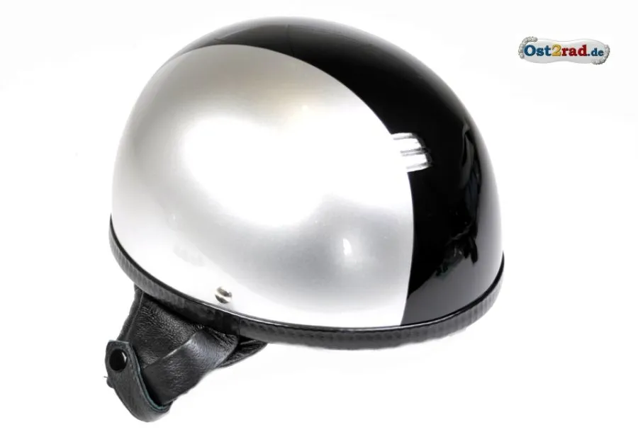 Helm Oldtimer Halbschale silber schwarz Helm Oldtimer Halbschale silber schwarz