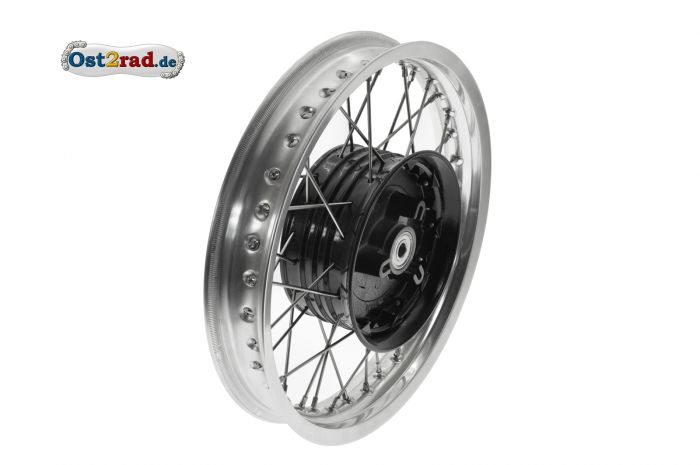 Speichenrad NABE SCHWARZ hinten komplett für MZ ETZ 250 Alu - Edelstahl