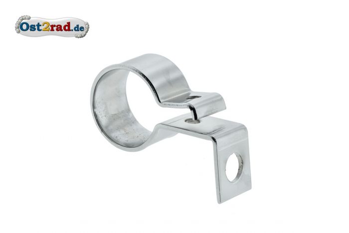 Klemmschelle Auspuff chrom vorn mit Haltewinkel AWO Sport 30mm Krümmer
