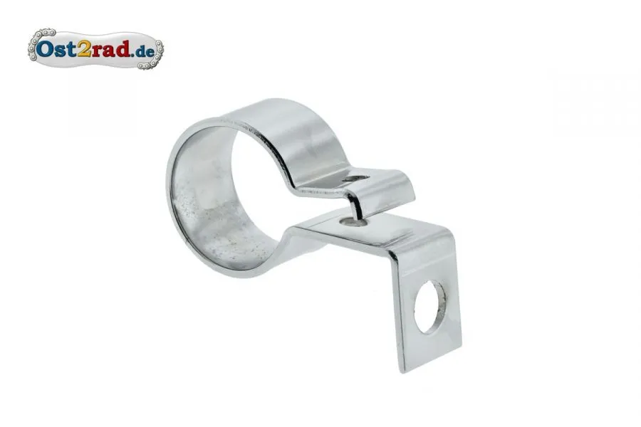 Klemmschelle Auspuff chrom vorn mit Haltewinkel AWO Sport 30mm Krümmer