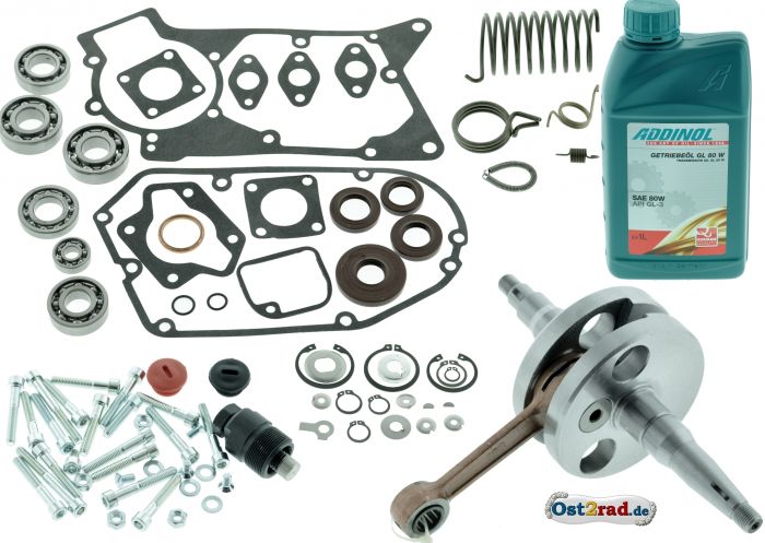 Komplettset Motorregeneration S51 KR51 SR50, Kurbelwelle, Simmeringe, Dichtungen FKM braun