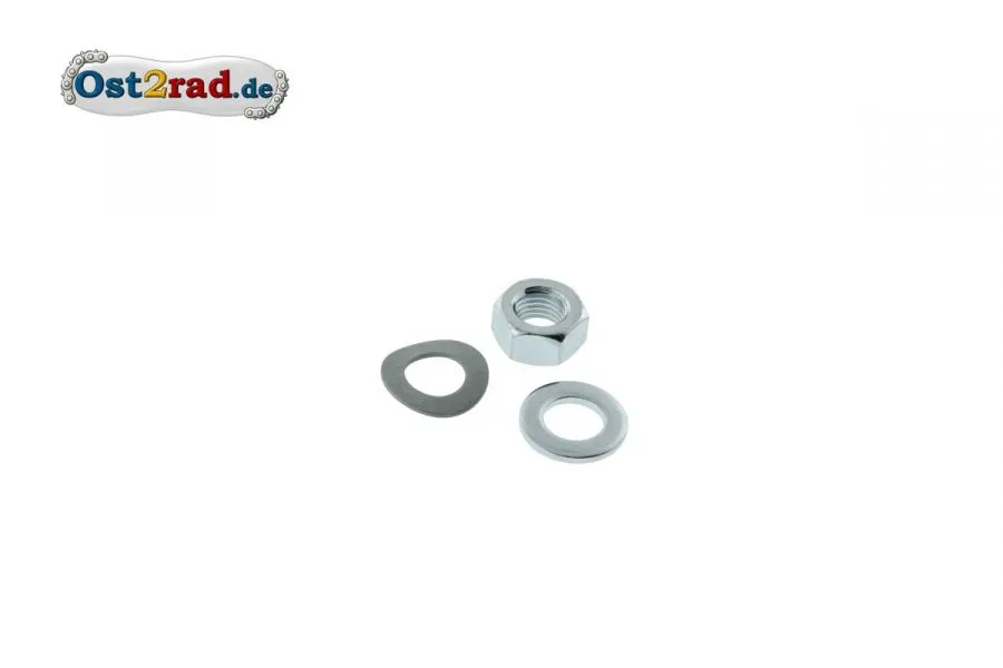 Mutter, Scheibe f. Steckachse Simson S50, S51, SR50 Mutter, Scheibe f. Steckachse Simson S50, S51, SR50