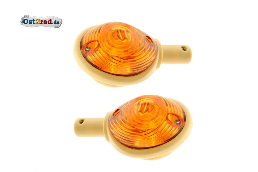 Paar Lenkerblinker BEIGE Ochsenauge KR51 ES Vogelserie Troll mit E-Zeichen Paar Lenkerblinker BEIGE Ochsenauge KR51 ES Vogelserie Troll mit E-Zeichen