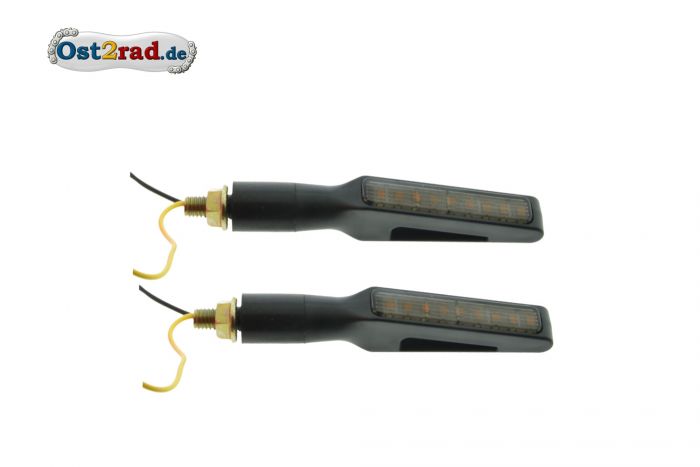 Paar 12V LED Lauflicht Blinker NewBLACKstyle für Simson S50 S51 universal mit Blinkgeber