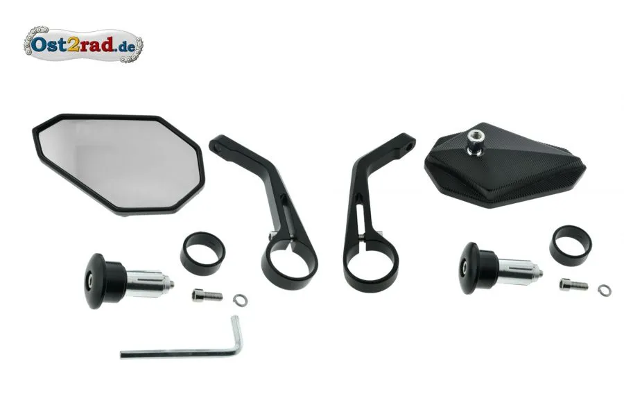 Paar Rückspiegel ECKIG hängend oder stehend, Lenkerende, für S50 S51, CNC Metall SCHWARZ Paar Rückspiegel ECKIG hängend oder stehend, Lenkerende, für S50 S51, CNC Metall SCHWARZ