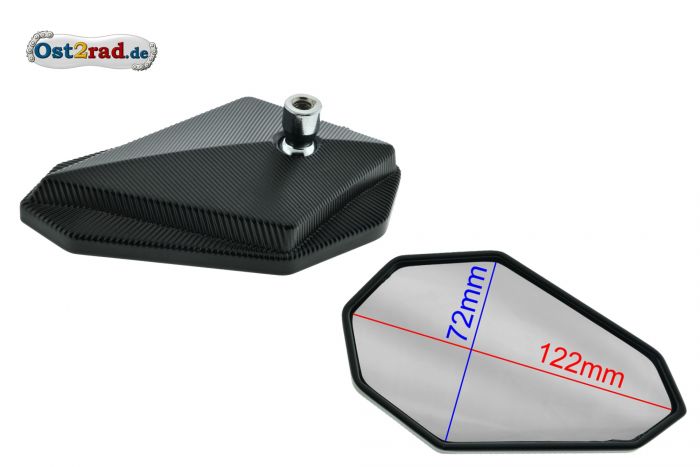 Paar Rückspiegel ECKIG hängend oder stehend, Lenkerende, für S50 S51, CNC Metall SCHWARZ