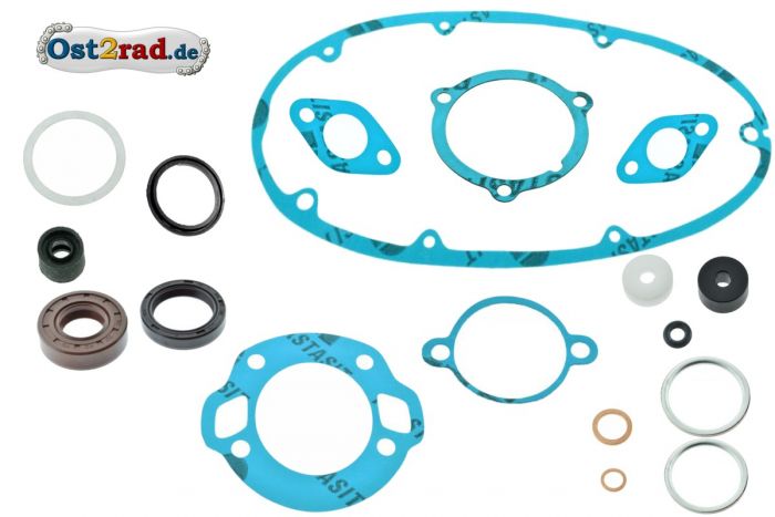 Profi Motor Dichsatz mit Wellendichtringe Jawa 250 Plastasit blau