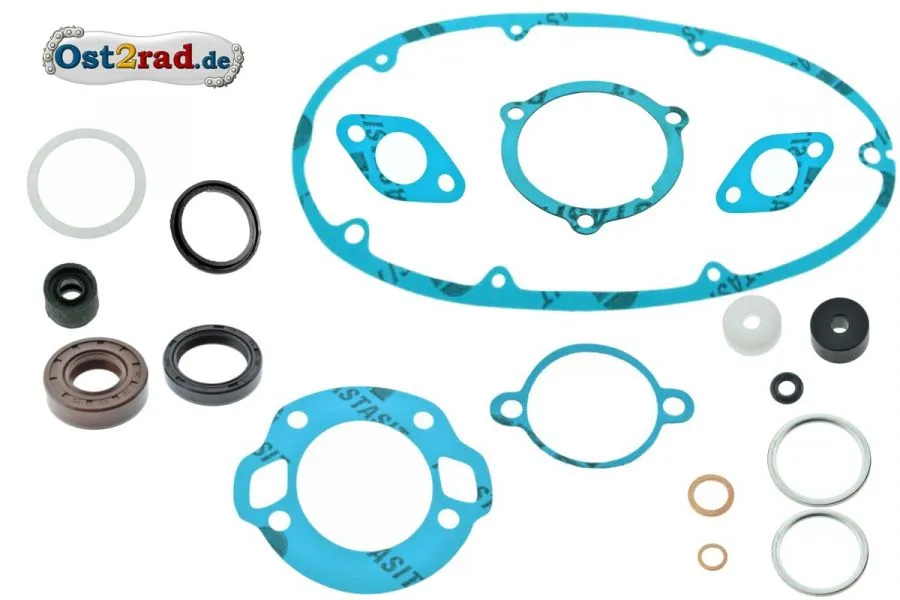 Profi Motor Dichsatz mit Wellendichtringe Jawa 250 Plastasit blau