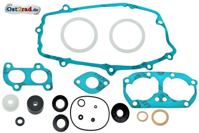 Profi Motor Dichsatz mit Wellendichtringe Jawa 638 Plastasit blau
