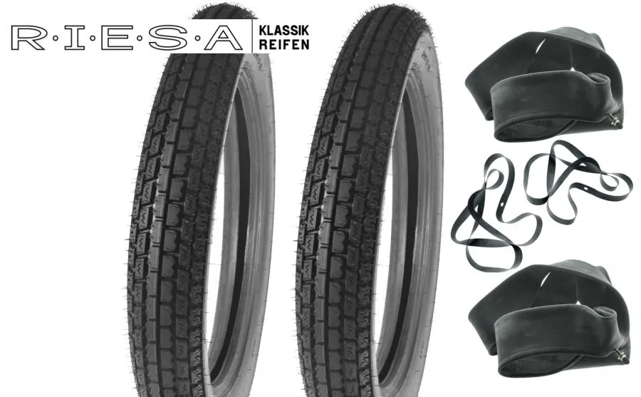 Reifensatz 2x 3,50-19 Riesa Oldtimerprofil für MZ BK350 NSU EMW BMW R35 Zündapp Oldtimer