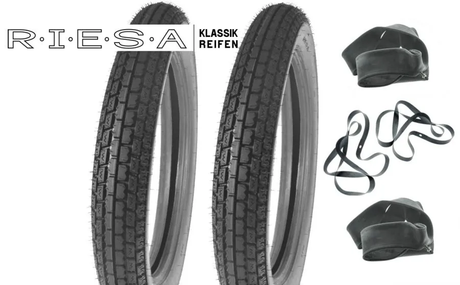 Reifensatz 2x 3,50-18 AWO Sport Oldtimerprofil Riesa Klassik - Retro